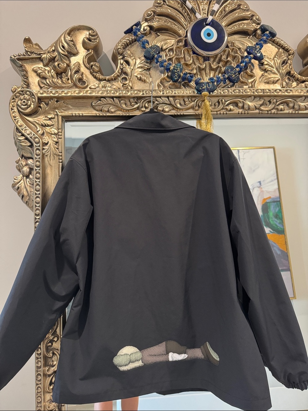 Uniqlo x KAWS Black Varsity Jacket with Yellow Banana Detail - Picture 7 of 8